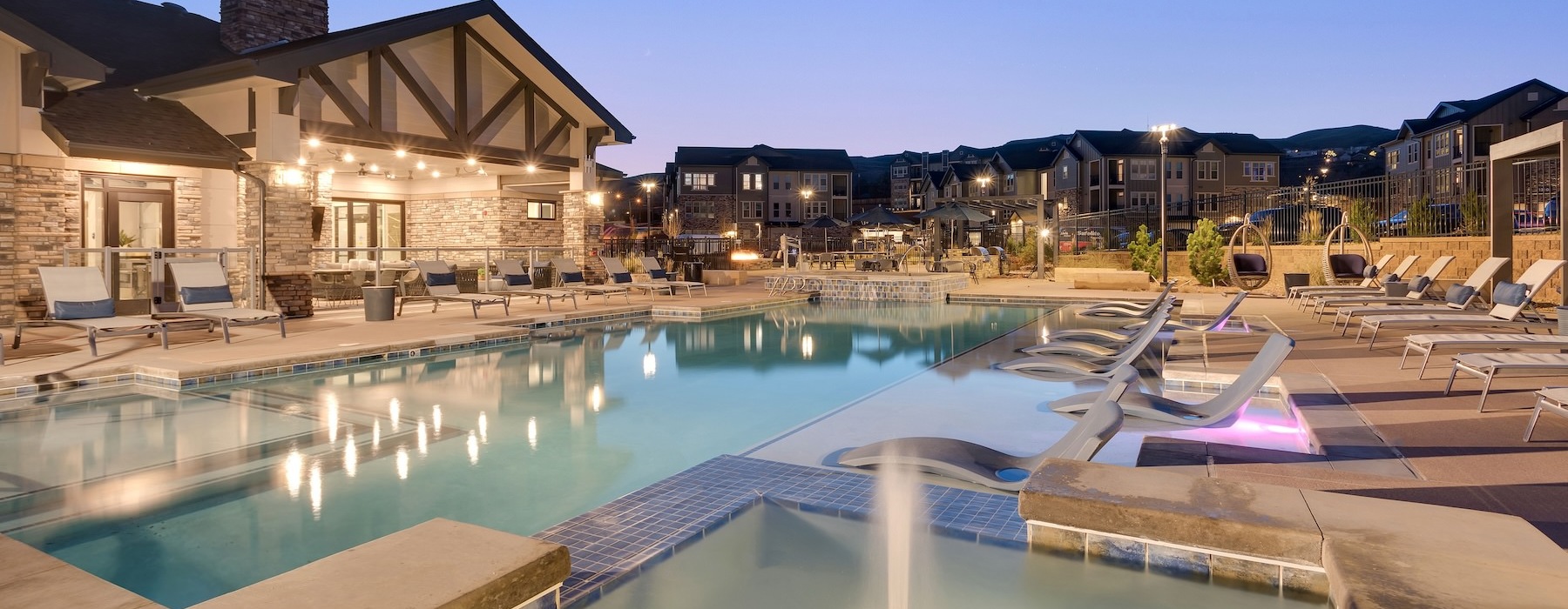 a swimming pool in a backyard